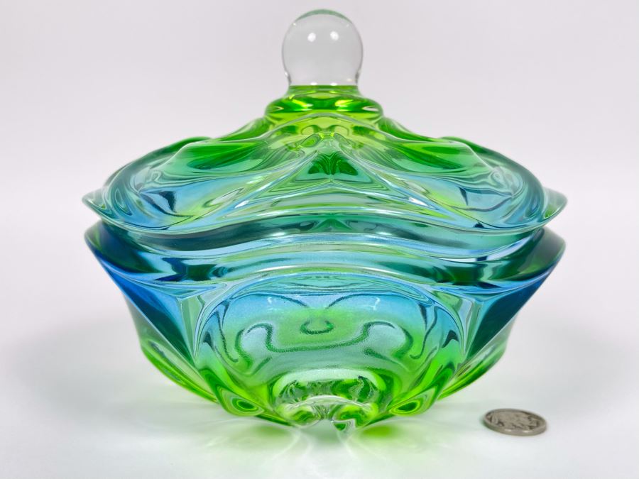 Marine Colored Glass Candy Dish 6.5W X 5.5H [Photo 1]