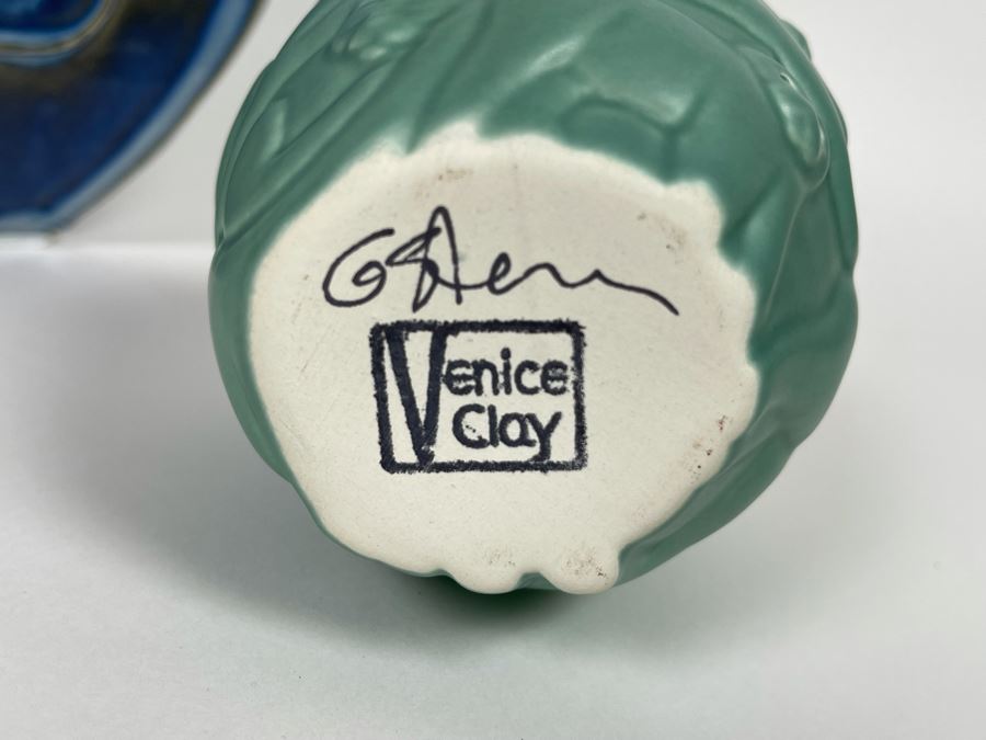 Venice Clay Gary Steinborn Cat Vase 5H, Floral Vase 7H And Pottery Bowl 2H [Photo 4]
