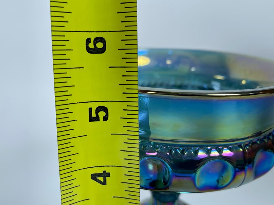 Carnival Glass Compote 5H And Glass Flower 13H [Photo 8]