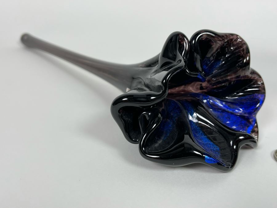 Carnival Glass Compote 5H And Glass Flower 13H [Photo 7]