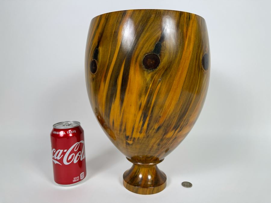 Signed Al 'Alapaki' Rabold Norfolk Pine Turned Wooden Sculpture From Maui 9W X 13H Retailed $850 (His Works Sells In The Thousands) [Photo 7]