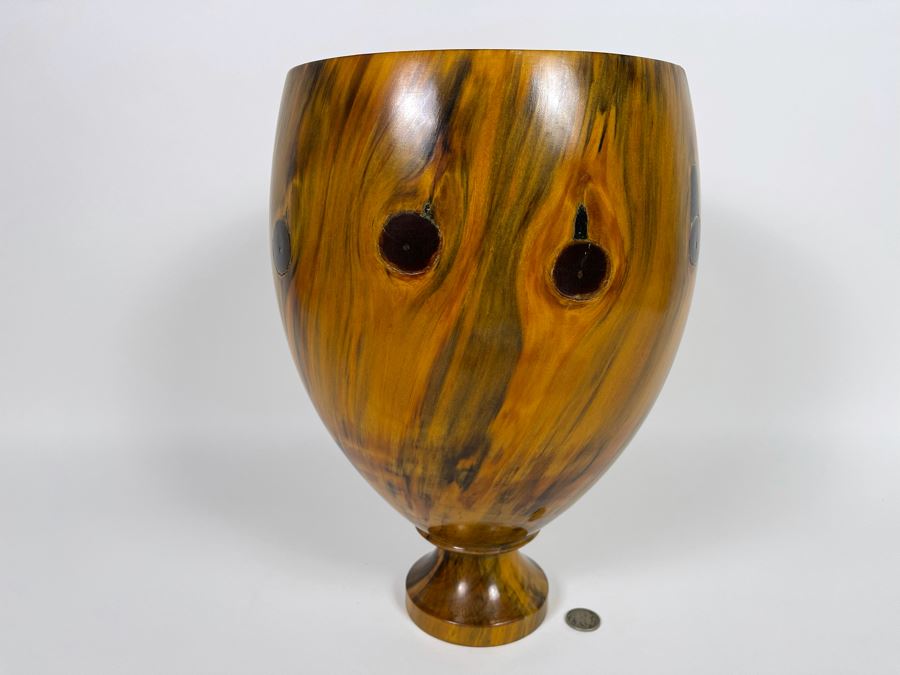 Signed Al 'Alapaki' Rabold Norfolk Pine Turned Wooden Sculpture From Maui 9W X 13H Retailed $850 (His Works Sells In The Thousands) [Photo 2]