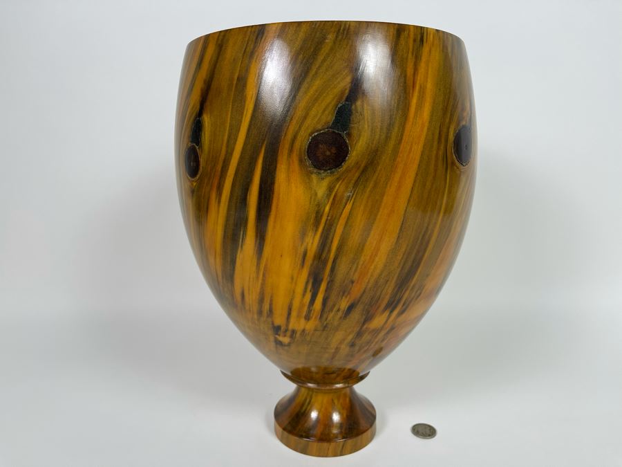 Signed Al 'Alapaki' Rabold Norfolk Pine Turned Wooden Sculpture From Maui 9W X 13H Retailed $850 (His Works Sells In The Thousands) [Photo 6]