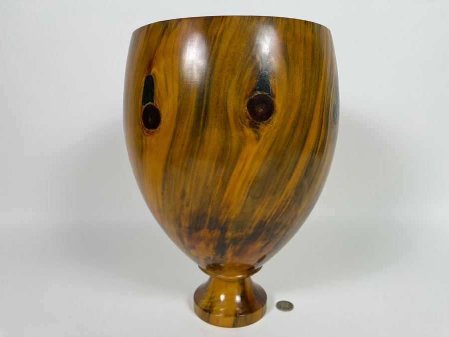 Signed Al 'Alapaki' Rabold Norfolk Pine Turned Wooden Sculpture From Maui 9W X 13H Retailed $850 (His Works Sells In The Thousands) [Photo 5]