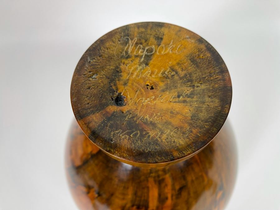 Signed Al 'Alapaki' Rabold Norfolk Pine Turned Wooden Sculpture From Maui 9W X 13H Retailed $850 (His Works Sells In The Thousands) [Photo 8]