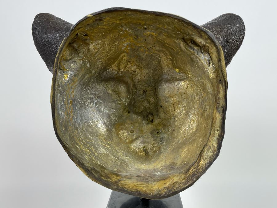 Impressive Metal Mountain Lion Cougar Sculpture On Marble Base (No Signatures Found) 10W X 7D X 14H [Photo 9]