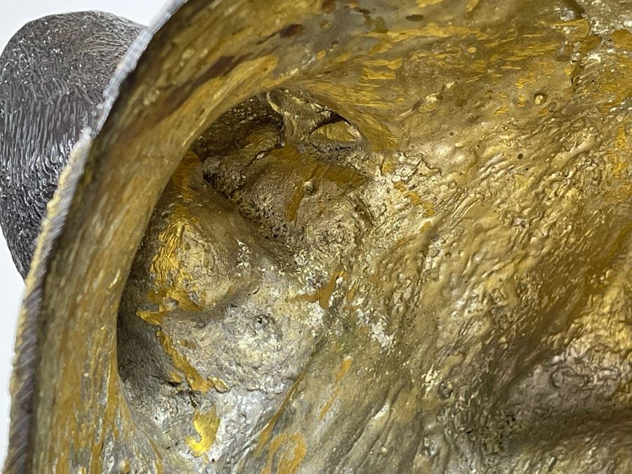 Impressive Metal Mountain Lion Cougar Sculpture On Marble Base (No Signatures Found) 10W X 7D X 14H [Photo 10]