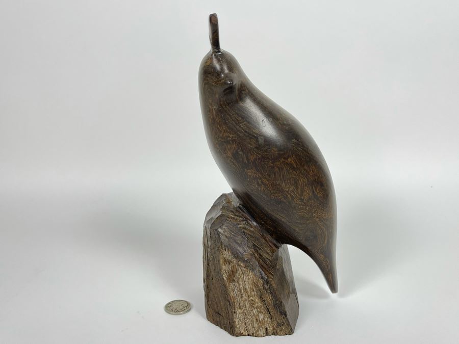 Carved Ironwood Quail Bird Sculpture 8.5H