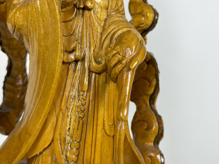 Hand Carved Tree Trunk Buddha Sculpture Signed 27'H [Photo 12]