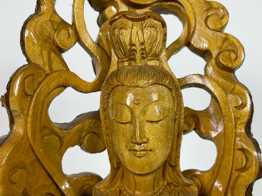 Hand Carved Tree Trunk Buddha Sculpture Signed 27'H [Photo 7]