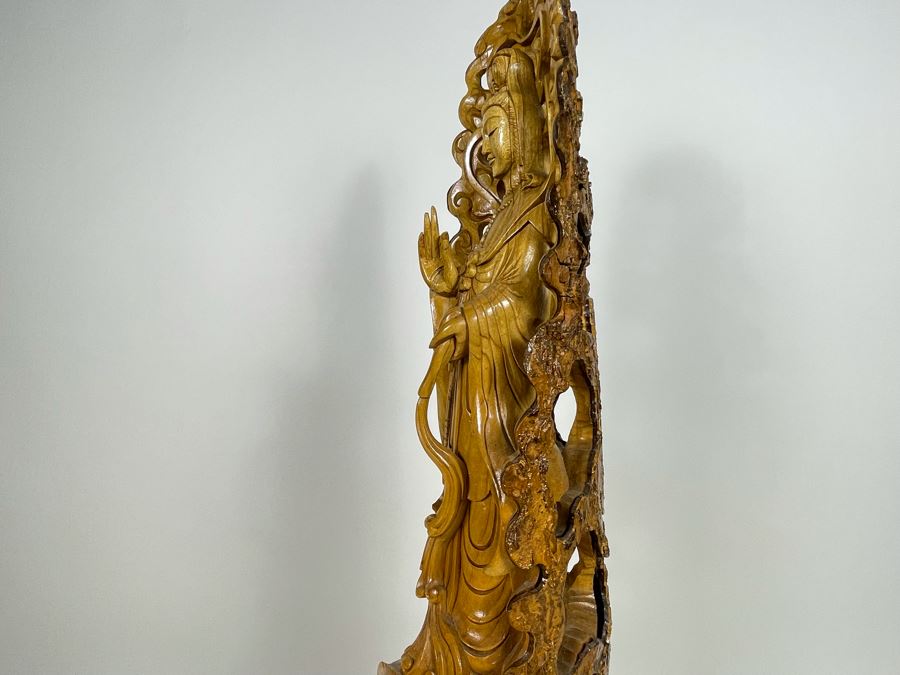 Hand Carved Tree Trunk Buddha Sculpture Signed 27'H [Photo 24]