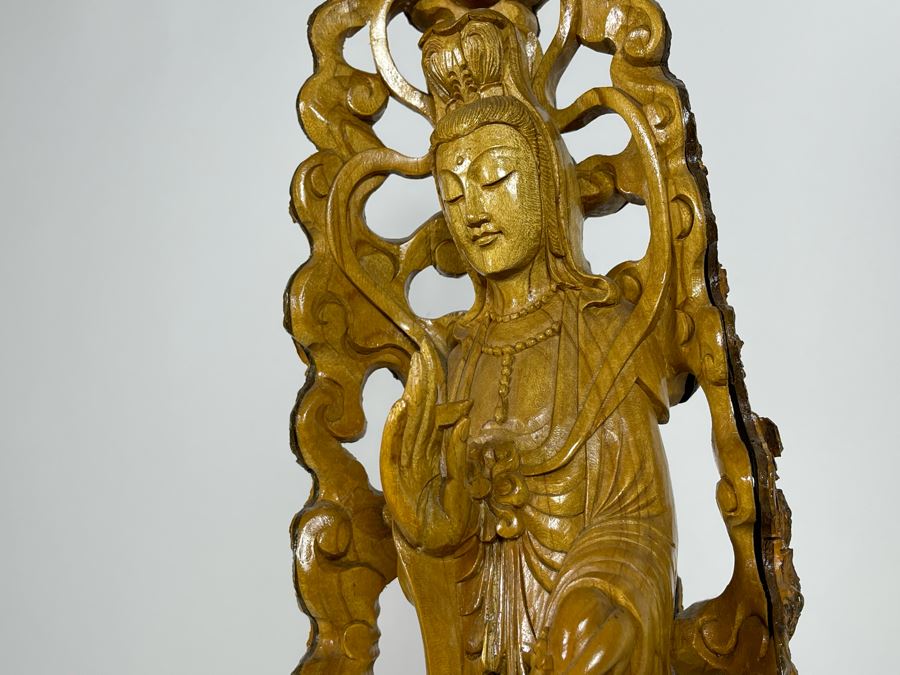 Hand Carved Tree Trunk Buddha Sculpture Signed 27'H [Photo 10]