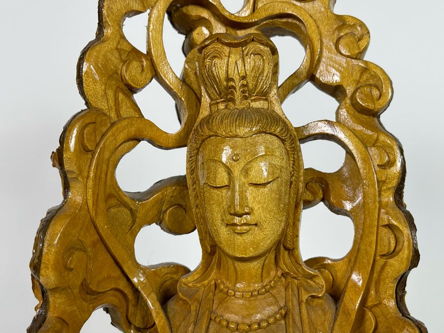 Hand Carved Tree Trunk Buddha Sculpture Signed 27'H [Photo 6]