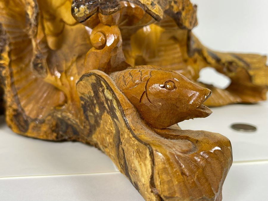 Hand Carved Tree Trunk Buddha Sculpture Signed 27'H [Photo 16]