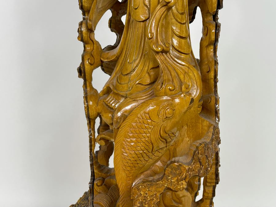 Hand Carved Tree Trunk Buddha Sculpture Signed 27'H [Photo 14]