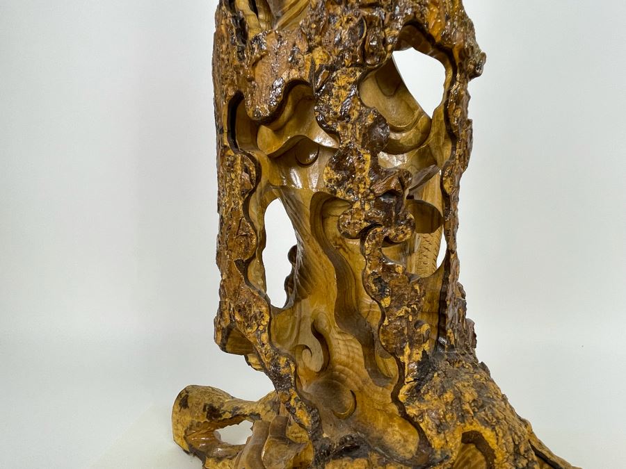 Hand Carved Tree Trunk Buddha Sculpture Signed 27'H [Photo 26]