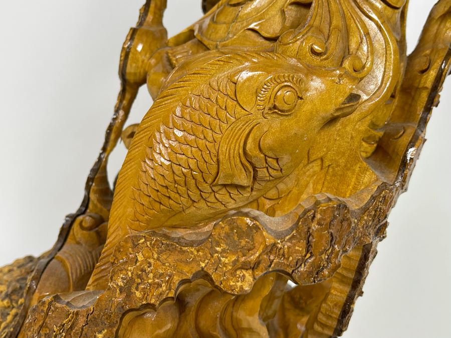 Hand Carved Tree Trunk Buddha Sculpture Signed 27'H [Photo 15]