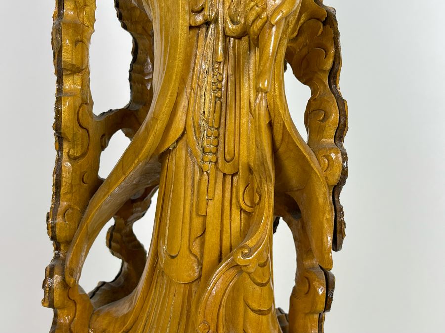 Hand Carved Tree Trunk Buddha Sculpture Signed 27'H [Photo 13]