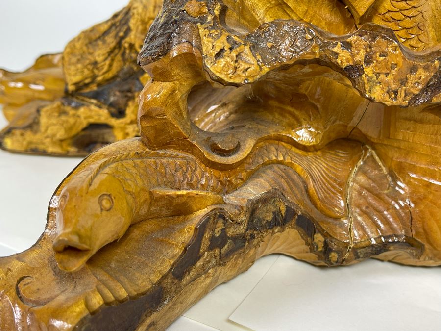 Hand Carved Tree Trunk Buddha Sculpture Signed 27'H [Photo 18]