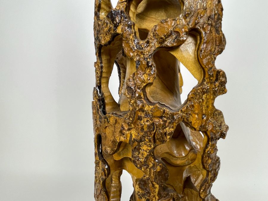 Hand Carved Tree Trunk Buddha Sculpture Signed 27'H [Photo 27]