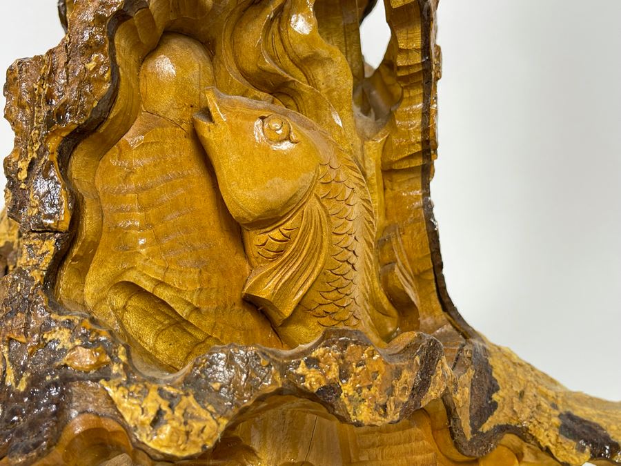 Hand Carved Tree Trunk Buddha Sculpture Signed 27'H [Photo 17]