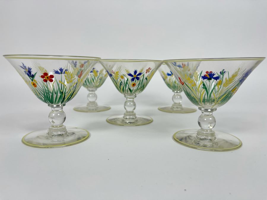 Set Of Five Hand Painted Cocktail Barware Glasses 3.5H [Photo 1]