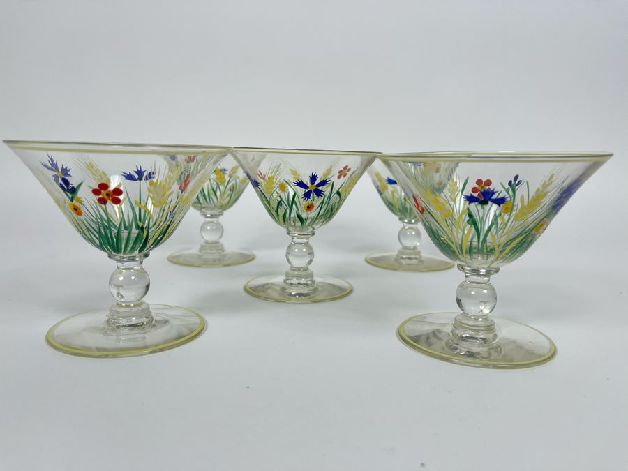 Set Of Five Hand Painted Cocktail Barware Glasses 3.5H [Photo 3]
