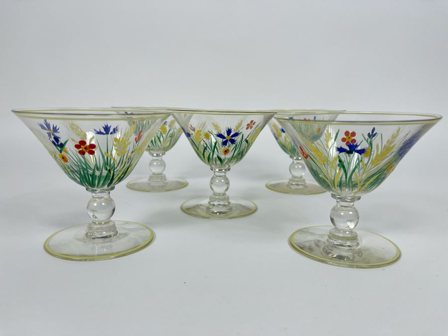 Set Of Five Hand Painted Cocktail Barware Glasses 3.5H [Photo 2]