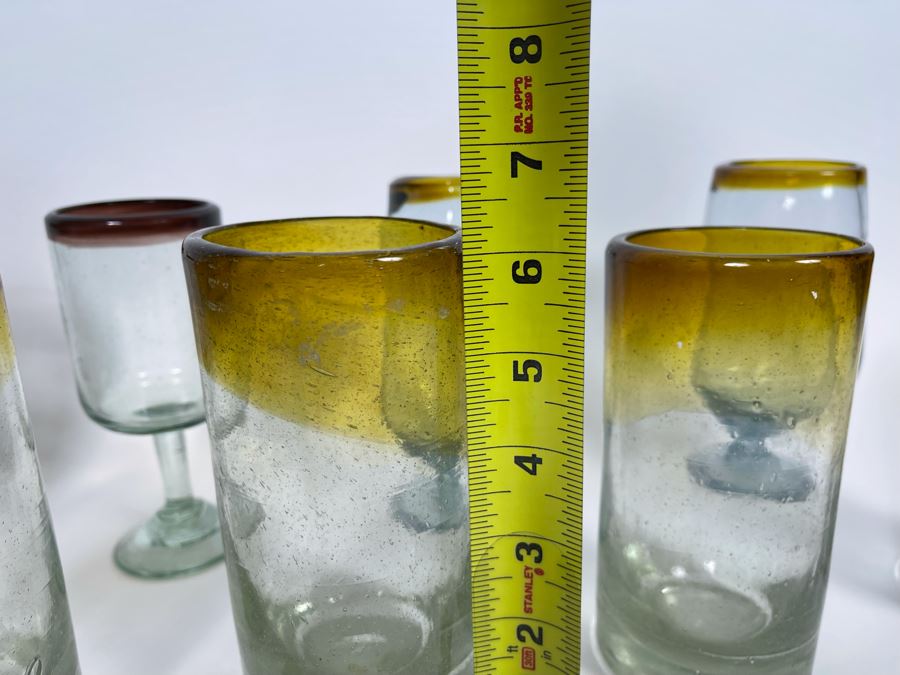 Collection Of Mexican Handblown Bubble Glass Glassware 6H [Photo 6]
