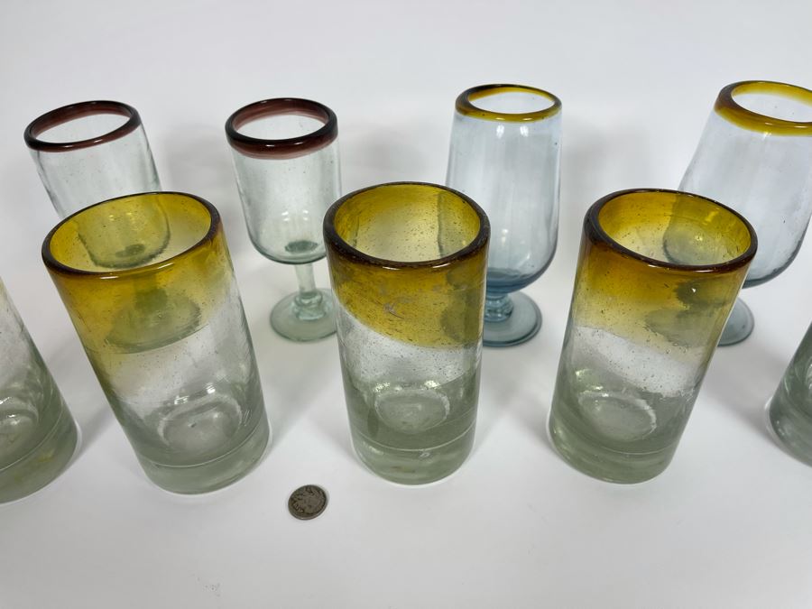 Collection Of Mexican Handblown Bubble Glass Glassware 6H [Photo 5]