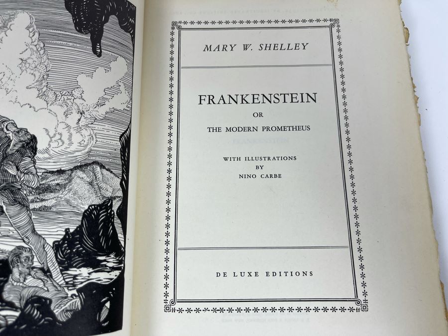 Vintage 1932 Frankenstein Or The Modern Prometheus Hardcover Book With Illustrations By Nino Carbe Deluxe Editions [Photo 10]