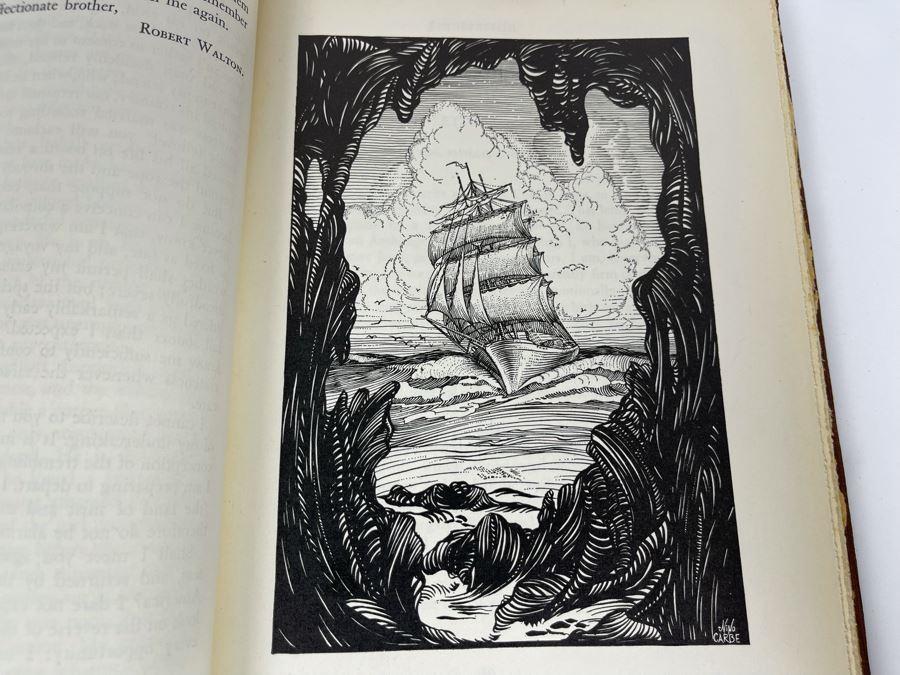 Vintage 1932 Frankenstein Or The Modern Prometheus Hardcover Book With Illustrations By Nino Carbe Deluxe Editions [Photo 13]