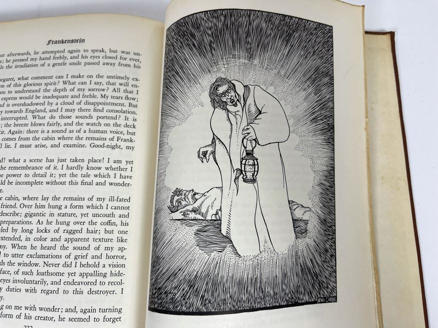 Vintage 1932 Frankenstein Or The Modern Prometheus Hardcover Book With Illustrations By Nino Carbe Deluxe Editions [Photo 28]
