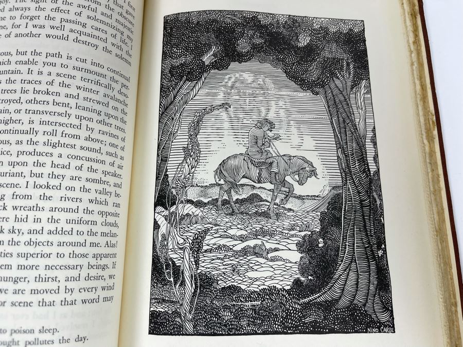 Vintage 1932 Frankenstein Or The Modern Prometheus Hardcover Book With Illustrations By Nino Carbe Deluxe Editions [Photo 20]