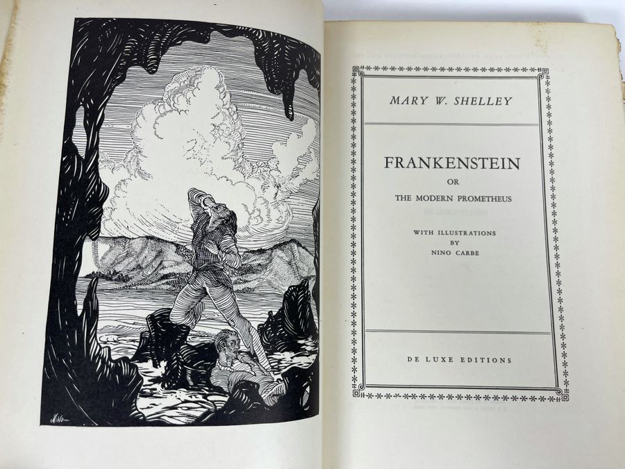 Vintage 1932 Frankenstein Or The Modern Prometheus Hardcover Book With Illustrations By Nino Carbe Deluxe Editions