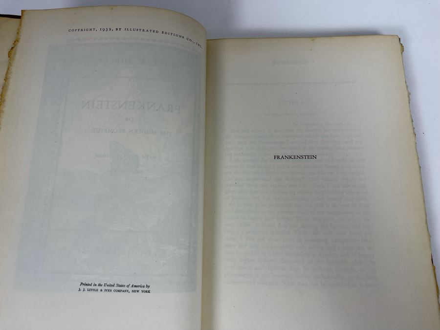 Vintage 1932 Frankenstein Or The Modern Prometheus Hardcover Book With Illustrations By Nino Carbe Deluxe Editions [Photo 12]