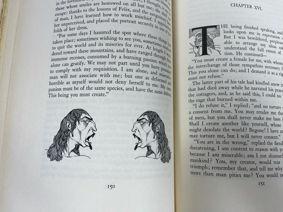 Vintage 1932 Frankenstein Or The Modern Prometheus Hardcover Book With Illustrations By Nino Carbe Deluxe Editions [Photo 25]