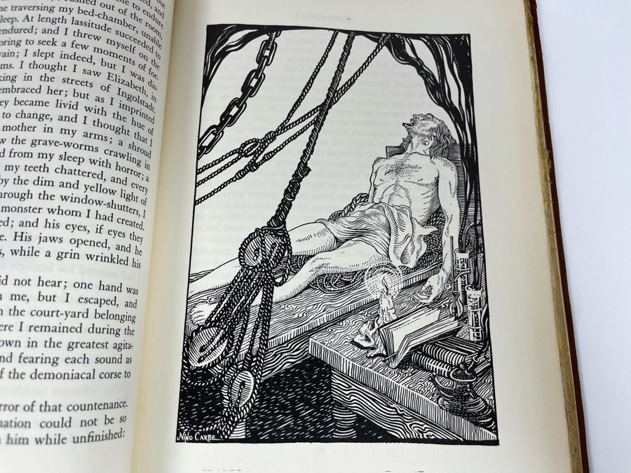 Vintage 1932 Frankenstein Or The Modern Prometheus Hardcover Book With Illustrations By Nino Carbe Deluxe Editions [Photo 17]