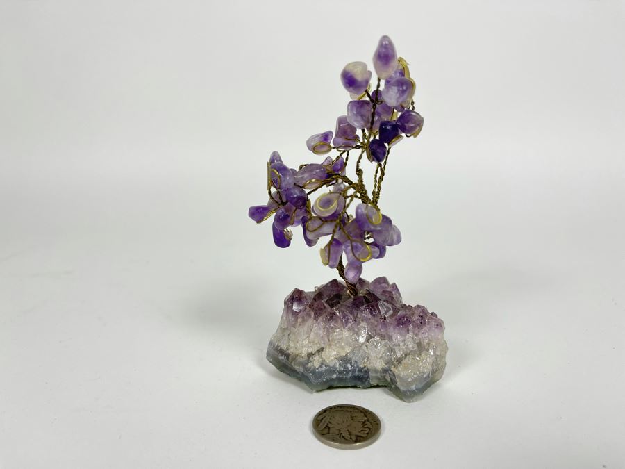 Amethyst Geode Wire Tree Sculpture 4.5H [Photo 2]