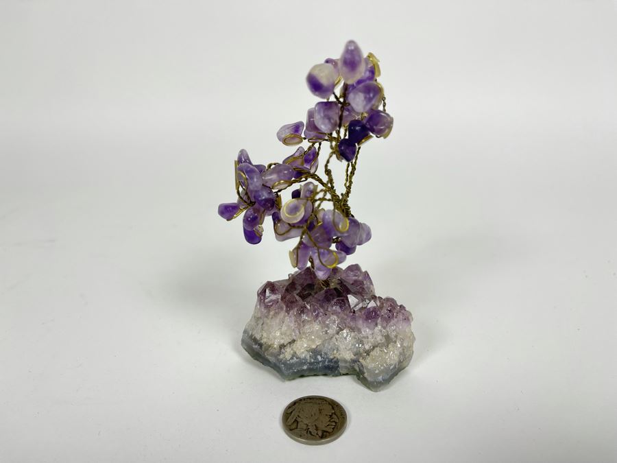 Amethyst Geode Wire Tree Sculpture 4.5H [Photo 3]