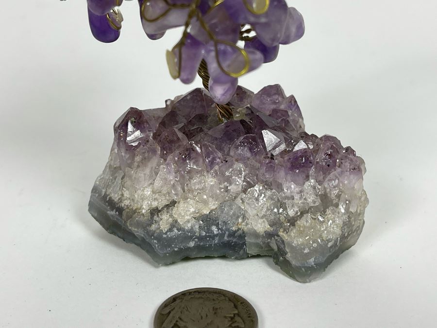 Amethyst Geode Wire Tree Sculpture 4.5H [Photo 4]