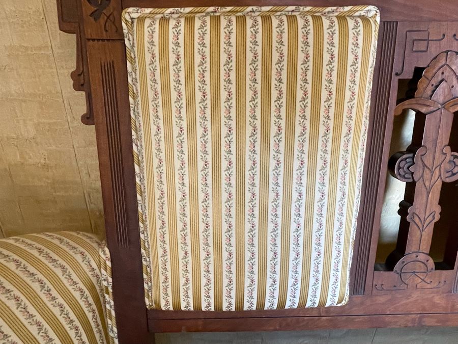 Antique Eastlake Victorian Era Carved Wooden Loveseat Settee Sofa 56W X 23D X 41H [Photo 11]