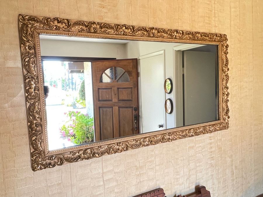 Vintage Gilt Wooden Wall Mirror 46W X 24H [Photo 1]