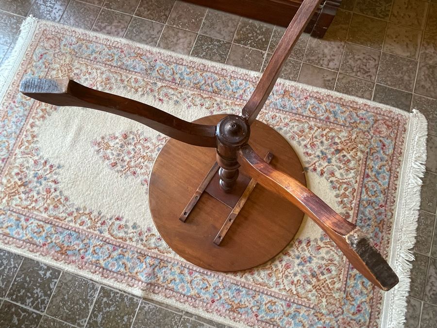 Antique Queen Anne Style Inlaid Tilt-Top Pedestal Table 22R X 28H [Photo 7]