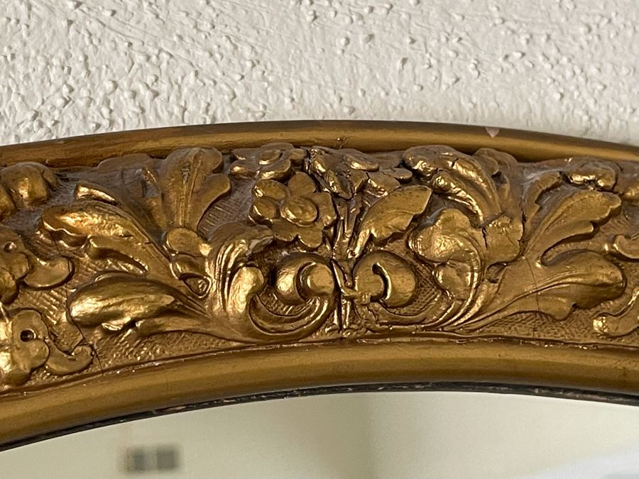 Vintage Round Gilt Wooden Wall Mirror 34R [Photo 4]