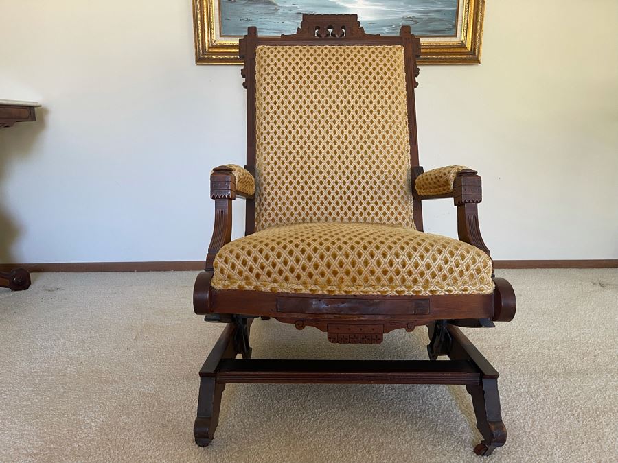 Antique Eastlake Victorian Era Carved Wooden Rocking Chair [Photo 4]