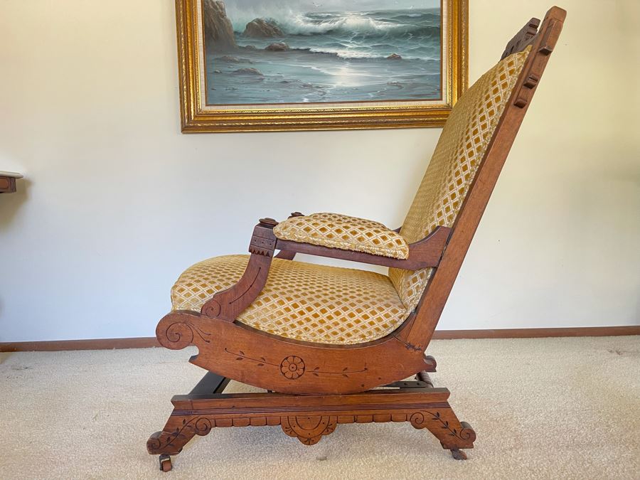 Antique Eastlake Victorian Era Carved Wooden Rocking Chair [Photo 12]