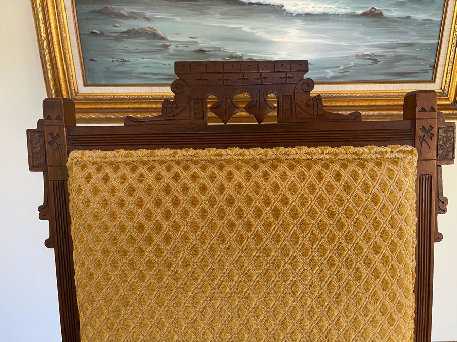 Antique Eastlake Victorian Era Carved Wooden Rocking Chair [Photo 8]