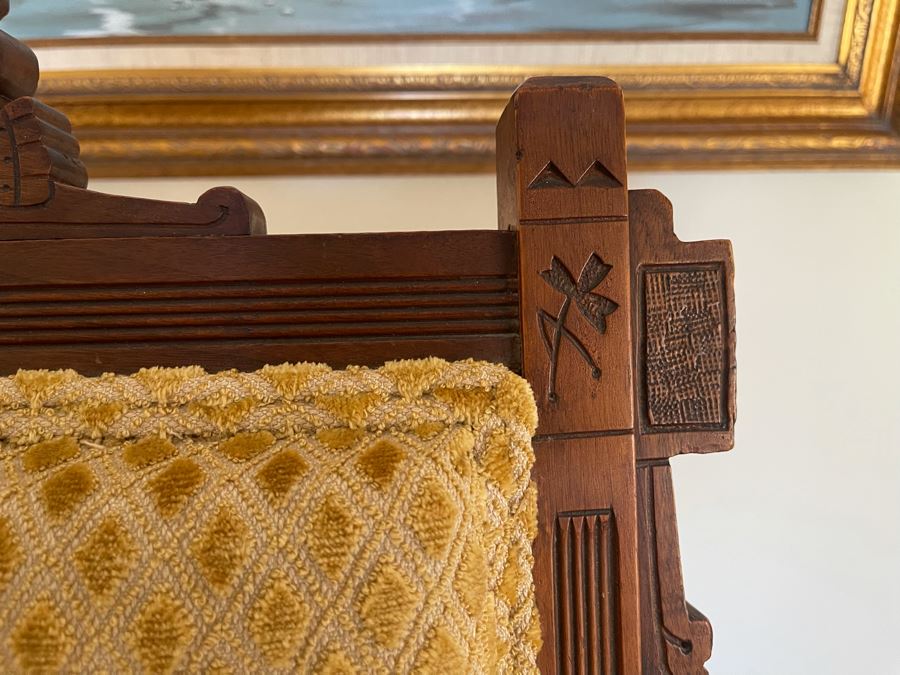 Antique Eastlake Victorian Era Carved Wooden Rocking Chair [Photo 10]