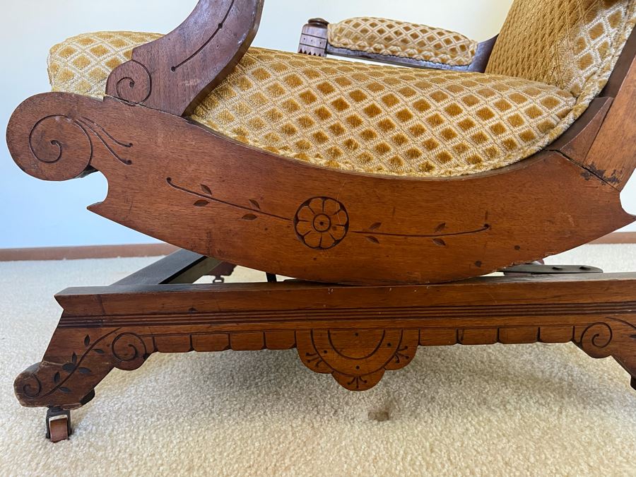 Antique Eastlake Victorian Era Carved Wooden Rocking Chair [Photo 13]